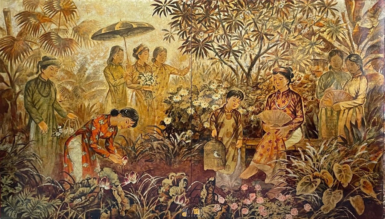 THIẾU NỮ XƯA ĐÀI CÁC TRONG TRANH CỦA HỌA SĨ NGUYỄN THANH HẢI