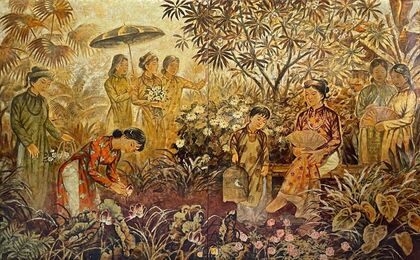 THIẾU NỮ XƯA ĐÀI CÁC TRONG TRANH CỦA HỌA SĨ NGUYỄN THANH HẢI